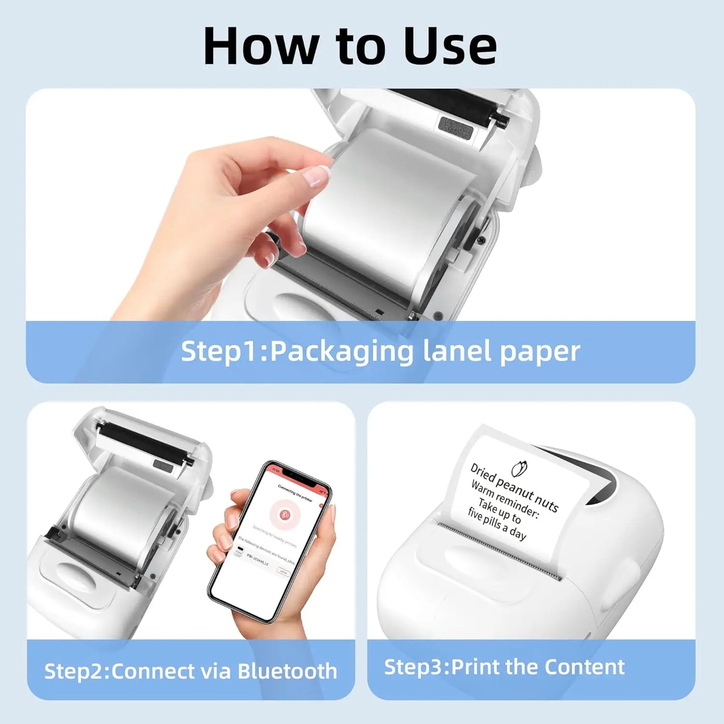 Mini Portable Bluetooth Thermal Label Printer