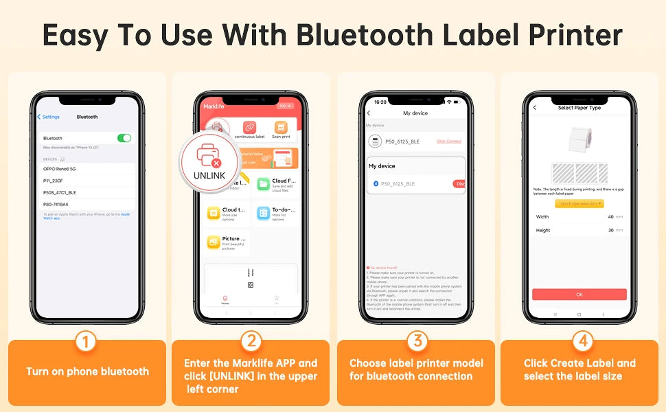 Mini Portable Bluetooth Thermal Label Printer